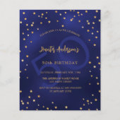 Birthday Marine Blue Stars Nummer Budget Einladung (Vorderseite)