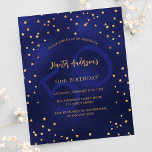 Birthday Marine Blue Stars Nummer Budget Einladung Flyer<br><div class="desc">Bitte beachten Sie, dass diese Einladung auf Flyer Papier und sehr dünn ist. Umschläge sind nicht enthalten. Für dickere Einladungen (gleiche Gestaltung) besuchen Sie bitte unseren Shop. Eine glamouröse Geburtstagsfeier für ihn und sie. Ein marineblau mit goldenen Sternen dekorierter Hintergrund mit Imitaten. Die blaue Farbe ist ungleichmäßig. Personalisieren und fügen...</div>