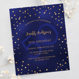 Birthday Marine Blue Stars Nummer Budget Einladung Flyer
