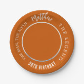 Birthday Marine verbrannte orange Foto Mann Mythos Pappteller (Vorderseite)