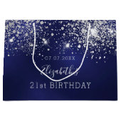 Birthday Marineblau-Glitzer Große Geschenktüte (Vorderseite)