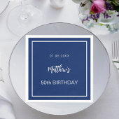 Birthday Marineblau Weiße minimalistische Männer T Serviette