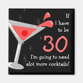 Birthday Martini Cocktail Funny Magnet (Vorne)