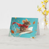 Birthday Maus Flug ein Papierflugzeug Karte (Gelbe Blume)