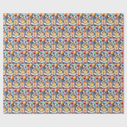 Birthday Maus mit Käse Geschenkpapier (Flach)