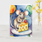 Birthday Maus mit Käse Karte (Gelbe Blume)