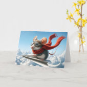 Birthday Maus Piloten eines Papierflugzeugs Karte (Gelbe Blume)