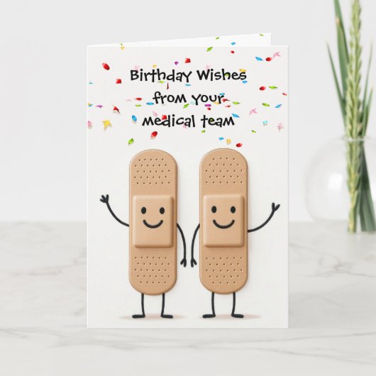 Birthday Medical Bandage Stick Figure People Karte (Vorderseite)
