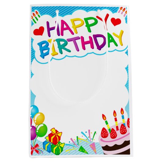 Birthday Medium Geschenktasche Mittlere Geschenktüte (Vorderseite)