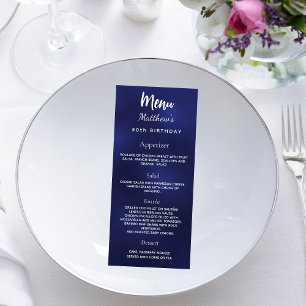 Birthday Menu navy blau weiß Werbekarte