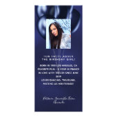 Birthday menu navy blue Foto fun facts bio Werbekarte (Hinten)