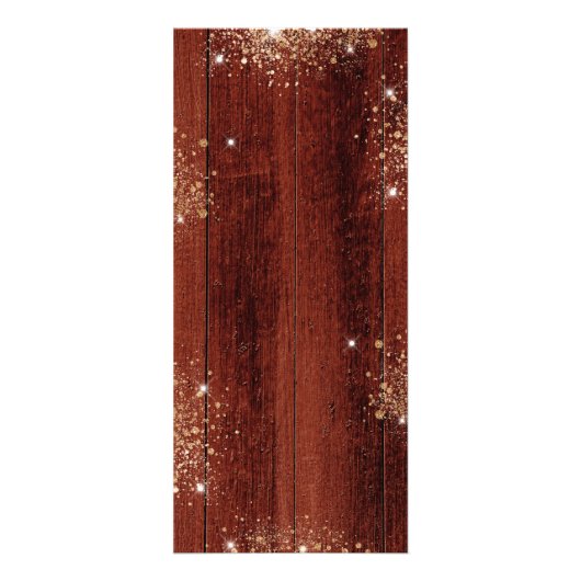 Birthday Menu Sonnenblumen rustikale Holz Glitzer Werbekarte (Hinten)