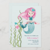 Birthday Mermaid Einladung (Vorne/Hinten)