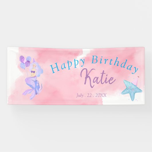 Birthday Mermaid Paper Plate Banner (Horizontal)
