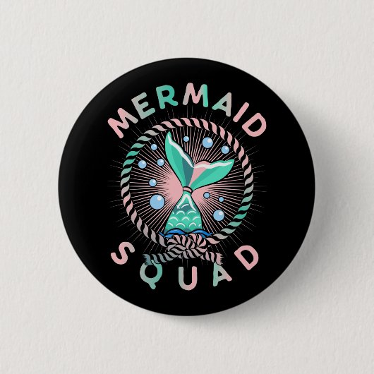 Birthday Mermaid Squad Vater Kinder Mama Button (Vorderseite)