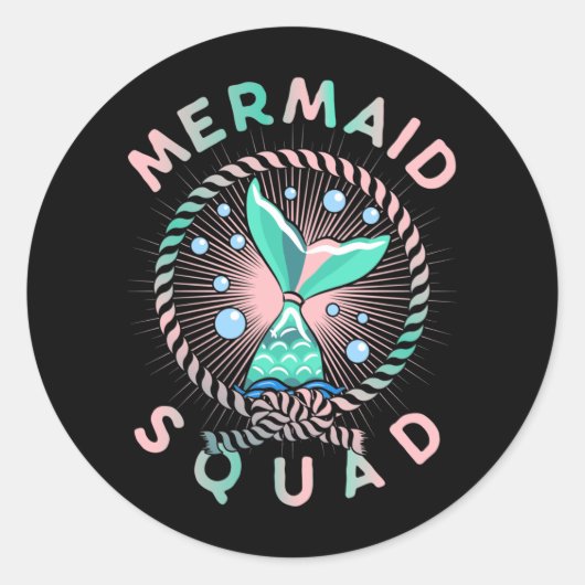 Birthday Mermaid Squad Vater Kinder Mama Runder Aufkleber (Vorderseite)