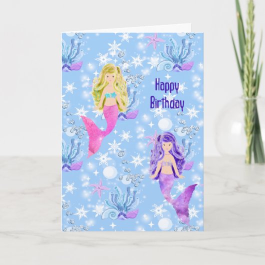 Birthday Mermaids for Young Female Child Karte (Vorderseite)