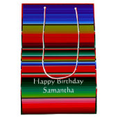 Birthday Mexican Serape Blanket Farbenfrohe Streif Mittlere Geschenktüte (Rückseite)