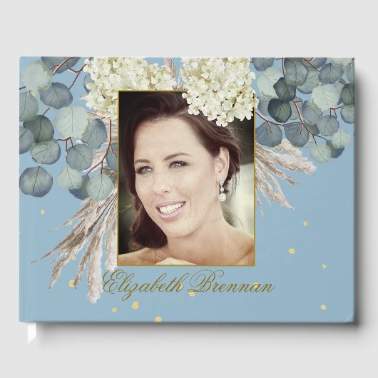 Birthday Milestone Foto Floral Gästebuch (Vorderseite)