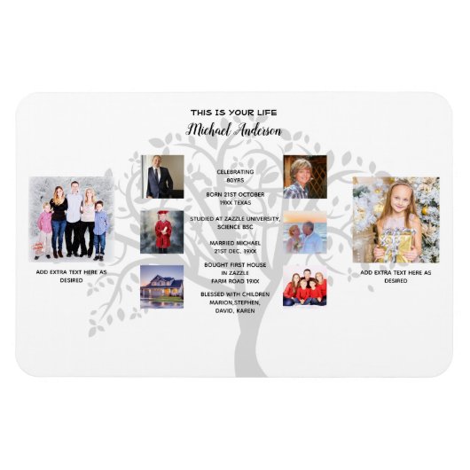 Birthday Milestones FOTO COLLAGE Family Tree Gift Magnet (Horizontal)