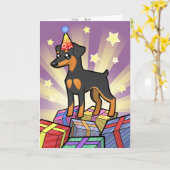 Birthday Miniature Pinscher / Manchester Terrier Karte (Gelbe Blume)