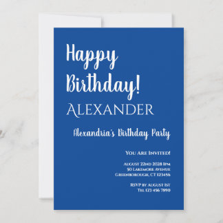 Birthday Modern Blue Happy Birthday Einladung