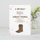 Birthday Modern Niedlich Red Bandana Cowboy Boots Einladung (Stehend Vorderseite)