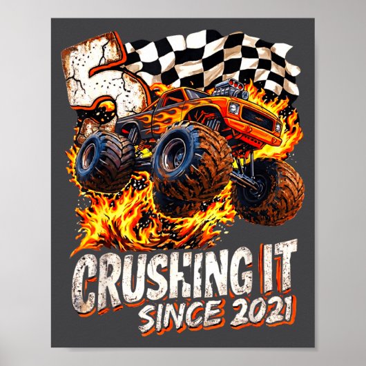 Birthday Monster Truck Boys 5 Crushing It Since 20 Poster (Vorne)