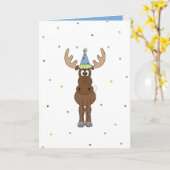 Birthday Moose Whimsisches Blau Karte (Gelbe Blume)