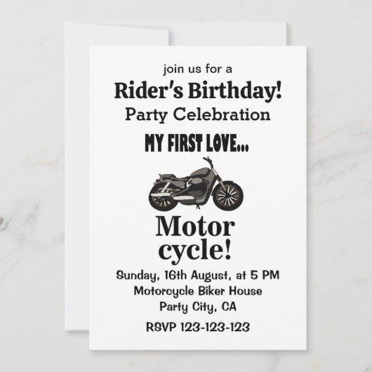 Birthday Motorrad Klassisches Motorrad Einladung (Vorderseite)
