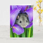 Birthday Mouse in Iris Blume Karte (Gelbe Blume)