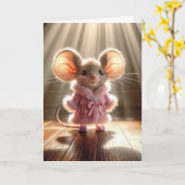 Birthday Mouse in Rosa Robe Karte (Gelbe Blume)