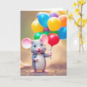 Birthday Mouse mit Balloons Karte (Gelbe Blume)