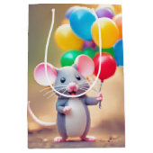 Birthday Mouse mit Balloons Mittlere Geschenktüte (Vorderseite)