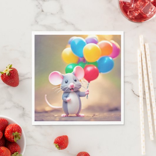 Birthday Mouse mit Balloons Serviette (Beispiel)