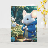 Birthday Mouse mit Blume Karte (Gelbe Blume)