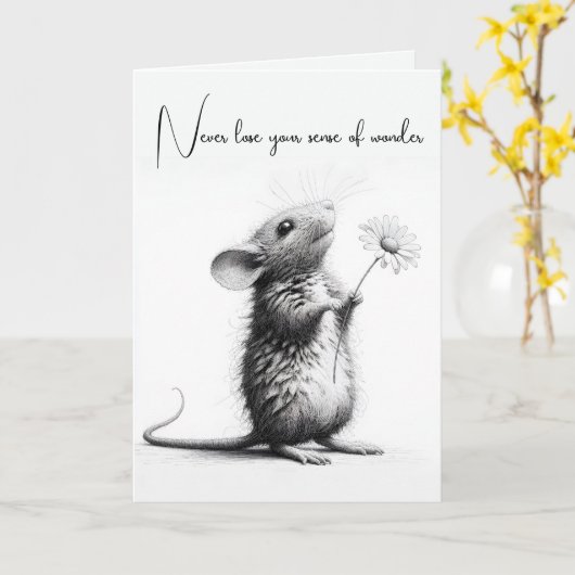 Birthday Mouse mit Daisy Karte (Gelbe Blume)