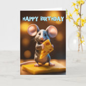 Birthday Mouse mit Käse Karte (Gelbe Blume)