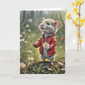 Birthday Mouse mit Löwenzahn Karte (Gelbe Blume)