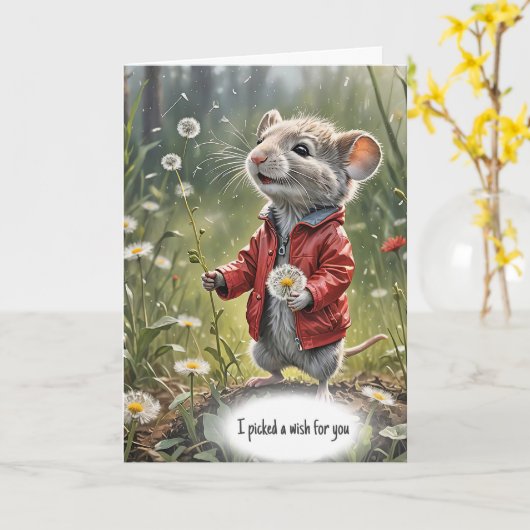 Birthday Mouse mit Löwenzahn Karte (Gelbe Blume)