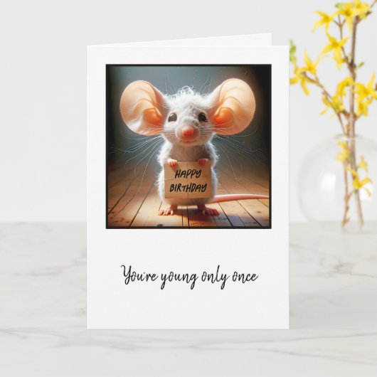 Birthday Mouse mit Pappschild Karte (Gelbe Blume)