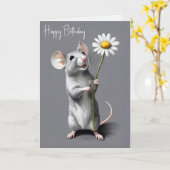 Birthday Mouse mit weißer Daisy Karte (Gelbe Blume)