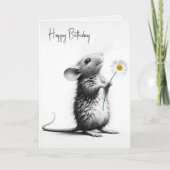 Birthday Mouse mit weißer Daisy Karte (Vorderseite)