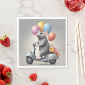 Birthday Mouse On a Scooter Serviette (Beispiel)