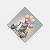 Birthday Mouse On a Scooter Serviette (Ecke)