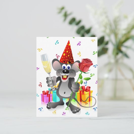 Birthday Mouse Postkarte (Stehend Vorderseite)