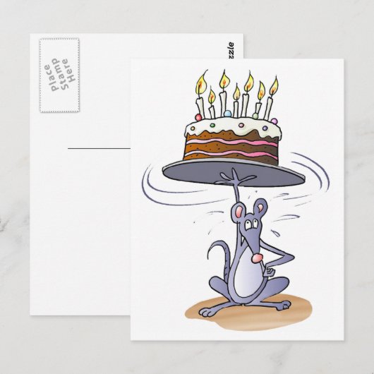 Birthday Mouse Postkarte (Vorne/Hinten)