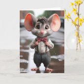 Birthday Mouse Tragen einer Bow Krawatte Karte (Gelbe Blume)