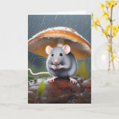 Birthday Mouse Under a Toadstool Karte (Gelbe Blume)
