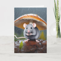 Birthday Mouse Under a Toadstool